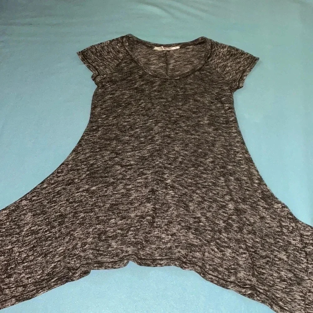 STUDIO M knit tunic sweater stretchy lightweight heather black gray size S